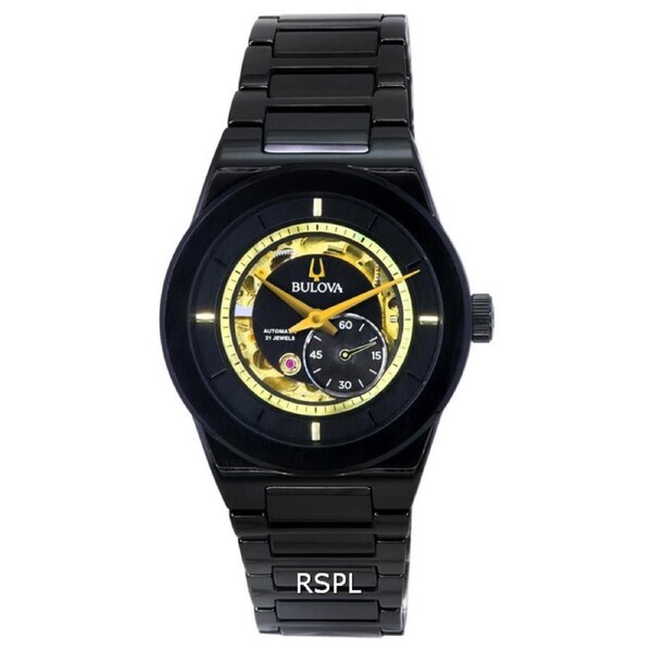 Bulova Modern Millennia Semi Skeleton Black Dial Automatic 98A291 30M Mens Watch