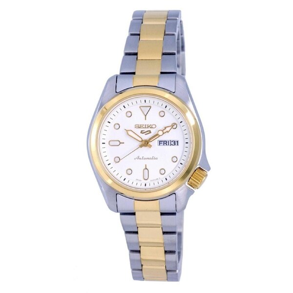 Seiko 5 Sports Two Tone Stainless Steel White Dial SRE004K1 Womens Ladies Watch