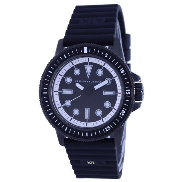Armani Exchange Leonardo Silicone Strap Black Dial Quartz AX1852 50M Mess Watch