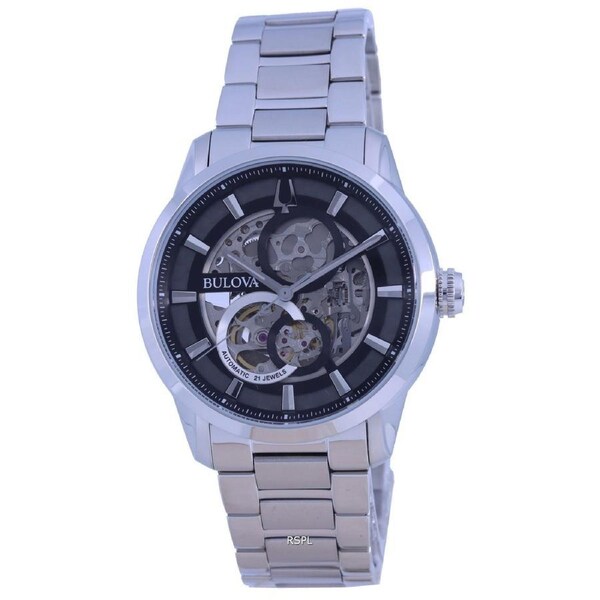 Bulova Classic Skeleton Dial Stainless Steel Automatic 96A208 30M Mens Watch