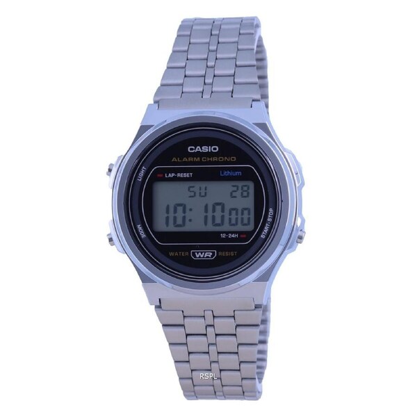 Casio A171 Vintage Digital Alarm Calendar Stainless Steel A171WE-1A Unisex Watch