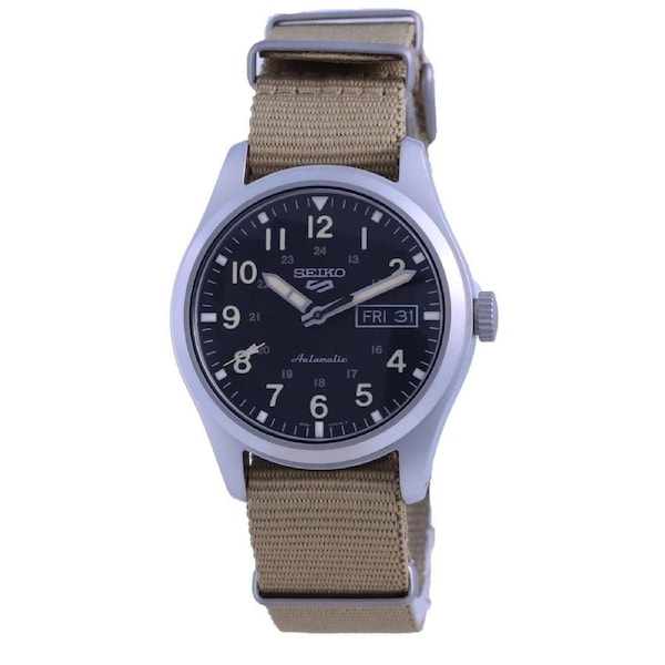 Seiko 5 Sports Field Black Dial Power Reserve Automatic SRPG35K1 100M Mens Watch