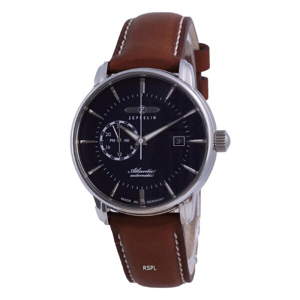 Zeppelin Atlantic 12/24 AM/PM Blue Dial Leather Automatic 84703 50M Mens Watch