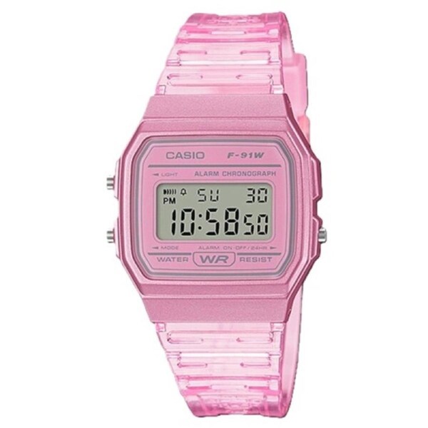 Casio F-91W Alarm Backlight Stopwatch Pink Resin Digital F-91WS-4 Unisex Watch