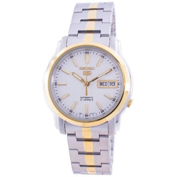 Seiko 5 Automatic White Dial Stainless Steel Day/Date SNKL84K1 30M Mens Watch