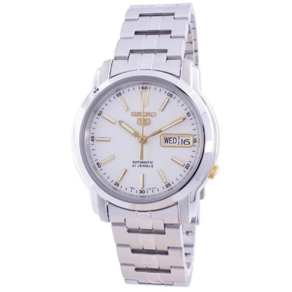 Seiko 5 Automatic White Dial Day/Date Stainless Steel SNKL77K1 Analog Mens Watch