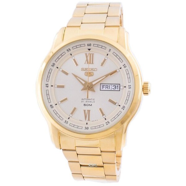 Seiko 5 Automatic Gold Tone Dial Stainless Steel Day/Date SNKP20K1 Mens Watch