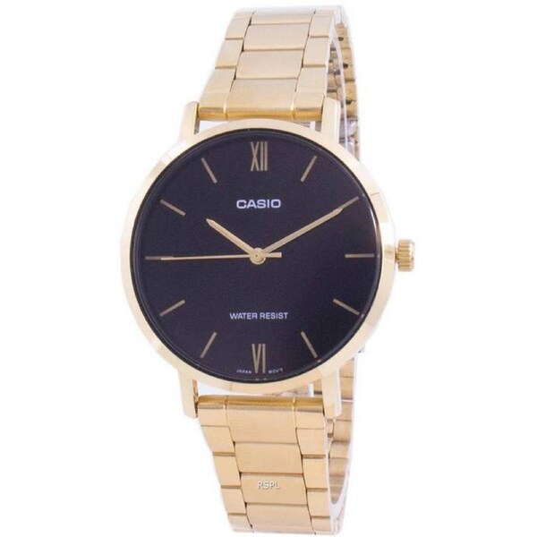 Casio LTP-VT01G-1B Japan Mov't Quartz Stainless Steel Black Dial 30M Lady Watch
