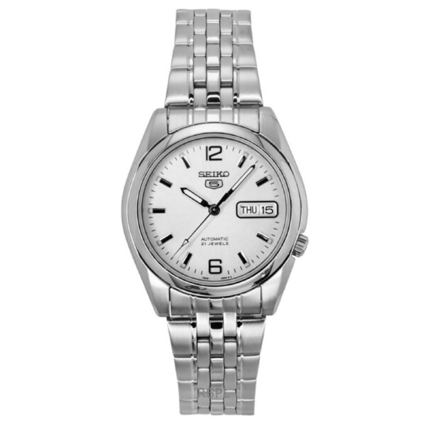 Seiko 5 Automatic SNK385K1 Stainless Steel 21 Jewels White Dial 30M Mens Watch