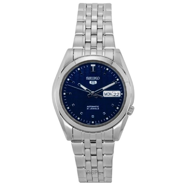 Seiko 5 Automatic Stainless Steel Dark Blue Dial Day/Date SNK357K1 Mens Watch
