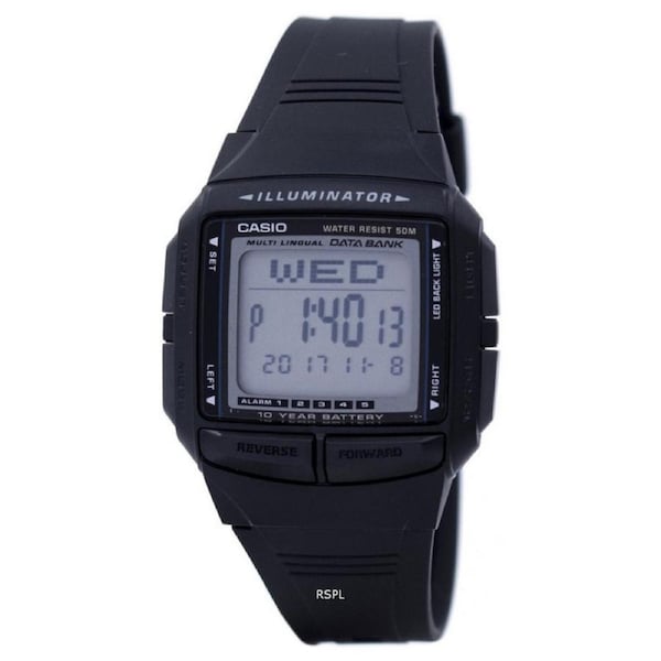Casio Multi-lingual Databank Illuminator Dual Time Digital DB-36-1AV Mens Watch