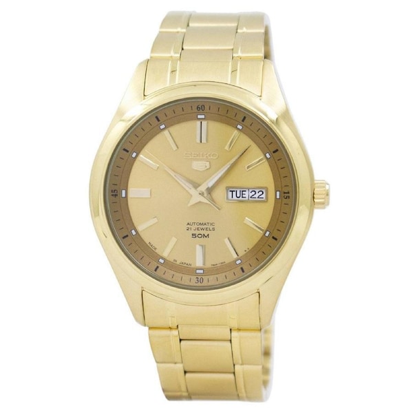 Seiko 5 Automatic Gold Tone Dial Stainless Steel Day/Date SNKN96J1 Mens Watch