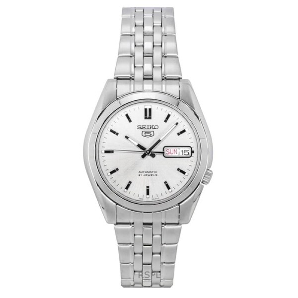 Seiko 5 Automatic 21 Jewels Stainless Steel Silver Dial SNK355K1 30M Mens Watch