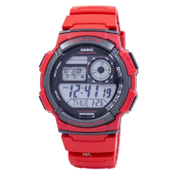 Casio World Time Alarm World Map Illuminator AE-1000W-4AV 100M Mens Watch