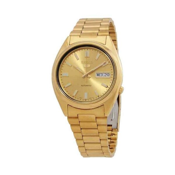 Seiko 5 Automatic Gold Tone Stainless Steel Day/Date SNXS80K1 30M Mens Watch