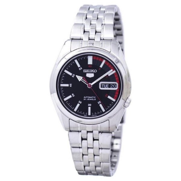 Seiko 5 Sports Automatic Day/Date Stainless Steel Black SNK375K1 30M Mens Watch