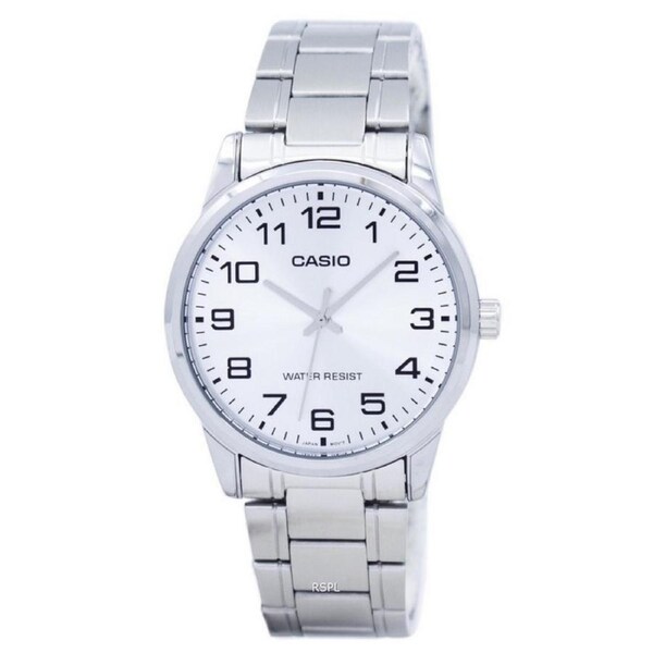 Casio Quartz Analog Stainless Steel White Dial MTP-V001D-7B 30M Mens Watch