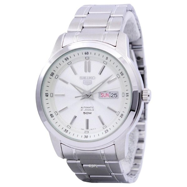 Seiko 5 Automatic Stainless Steel Textures White Dial SNKM83K1 Analog Mens Watch