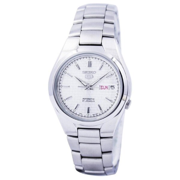 Seiko 5 Automatic 21 Jewels White Textured Dial Day/Date SNK601K1 30M Mens Watch