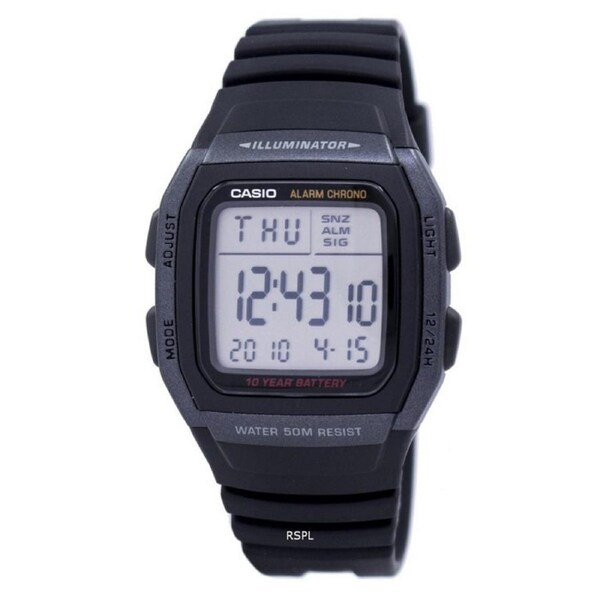Casio Digital Alarm Chrono Illuminator Stopwatch Dual Time W-96H-1BVDF Mens Watch