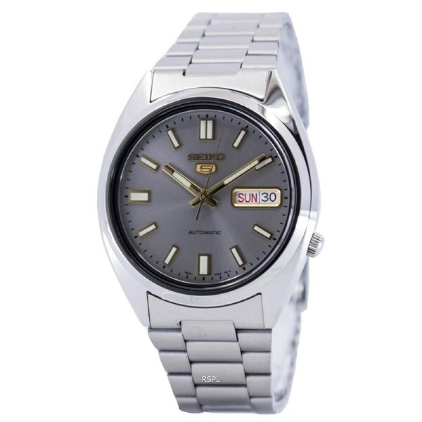 Seiko 5 Automatic Stainless Steel Grey Dial Day/Date SNXS75K1 30M Mens Watch