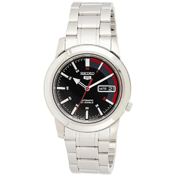 Seiko 5 Automatic 21 Jewels Stainless Steel Black Dial SNKK31K1 30M Mens Watch