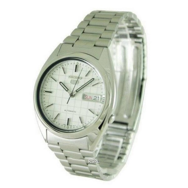 Seiko 5 Automatic SNXF05K1 Day/Date Stainless Steel White Dial 30M Mens Watch