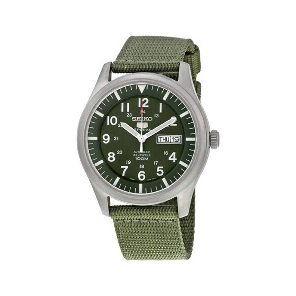 Seiko 5 Military Automatic Sport SNZG09K1 Green Dial Nylon Strap 100M Mens Watch