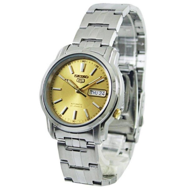 Seiko 5 Automatic 21 Jewels Stainless Steel Gold Dial SNKL81K1 Analog Mens Watch