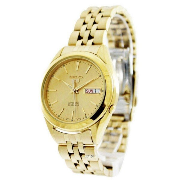 Seiko 5 Automatic 21 Jewels Gold Tone Dial Stainless Steel SNKL28K1 Mens Watch