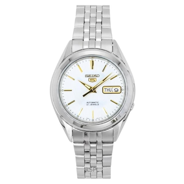 Seiko 5 Automatic Stainless Steel Silver Dial 21 Jewels SNKL17K1 30M Mens Watch