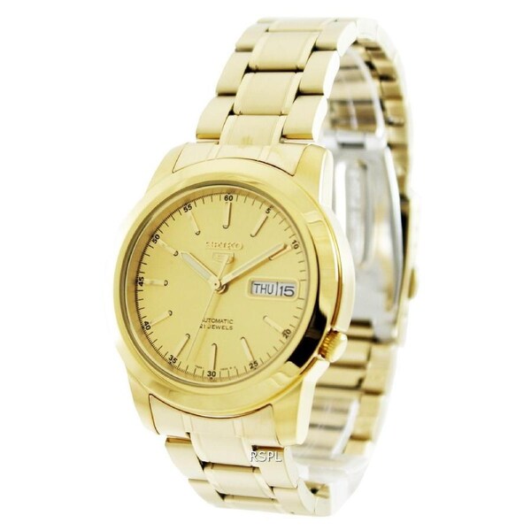 Seiko 5 21 Jewels Gold Tone Luminous Hands Markers SNKE56K1 Automatic Mens Watch