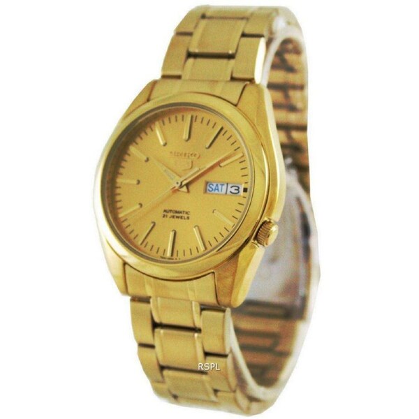 Seiko 5 Automatic 21 Jewels SNKL48K1 Gold Plated Stainless Steel 30M Mens Watch