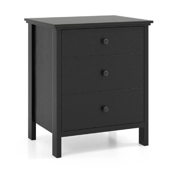 Giantex 3-Drawer Modern Nightstand Bedside Table End Side Table Coffee Table Black