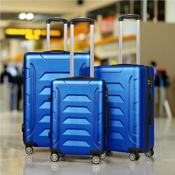 ALFORDSON ABS+PC Luggage Suitcase 3PC Set Trolley Carry on lightweight Blue