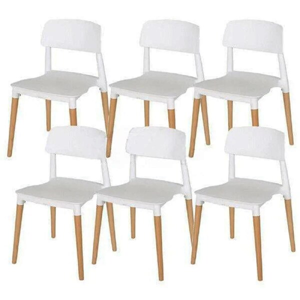 Foret 6X White Stackable Chairs Belloch Replica Dining Designer Cafe Bar Kitchen