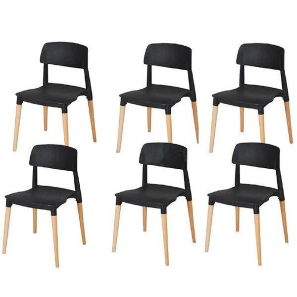 Foret 6X Black Stackable Chairs Belloch Replica Dining Designer Cafe Bar Kitchen