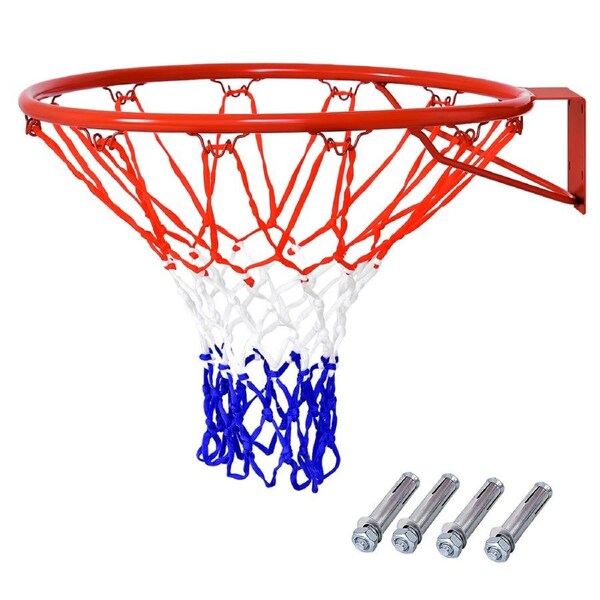 Costway Basketball Hoop Wall Mounted Basketball Ring Rim Hanging w/Net Indoor Outdoor