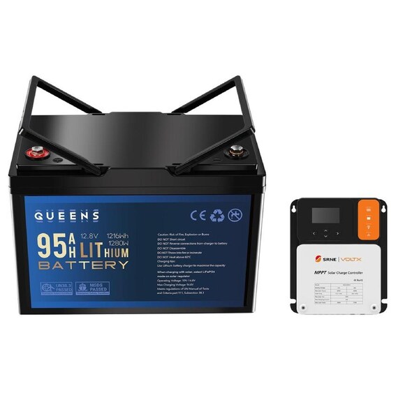 QUEENS 12V 1216Wh Lithium Battery + 30A MPPT Controller