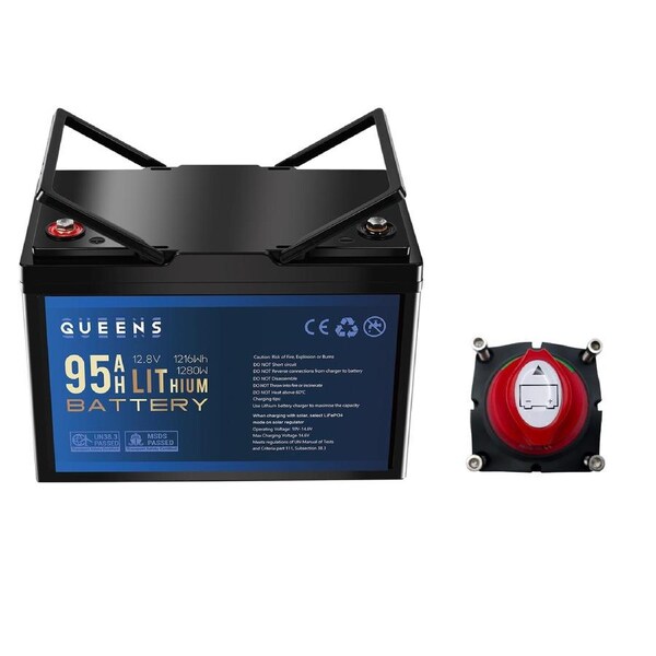 QUEENS 12V Lithium Battery 1216Wh + 275A Isolator Switch