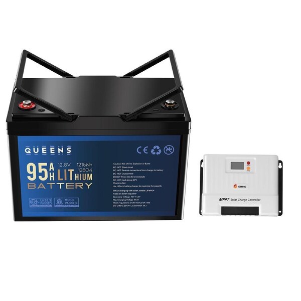 QUEENS 12V 1216Wh Lithium Battery + 40A MPPT Controller