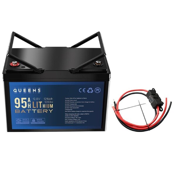 QUEENS 12V Lithium Battery 1216Wh + 1m 60A Fuse M8 Cable