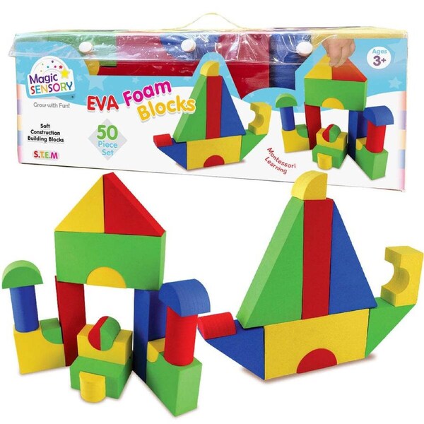 50pc Magic Sensory Eva Foam Soft Blocks Baby Educational Building Toy 18m+