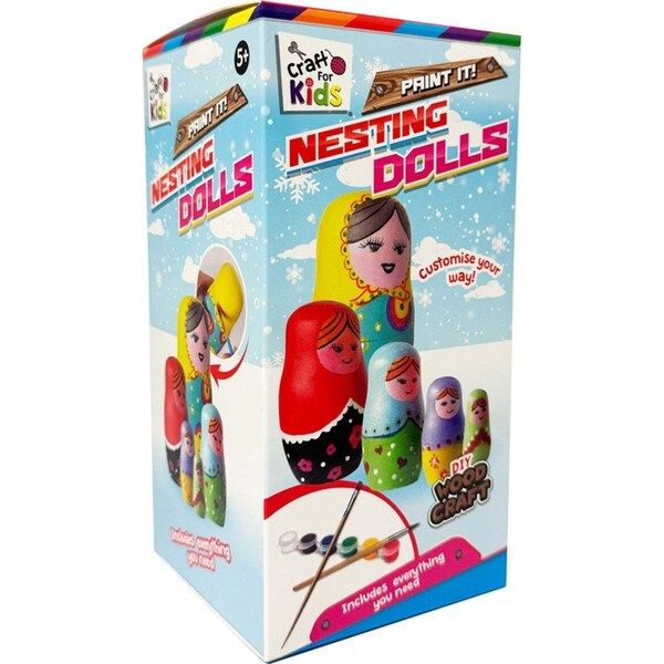Craft For Kids Paint Your Own Wooden Nesting Dolls Kids/Child DIY Art Kit 5y+