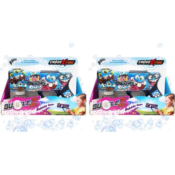 2x Kazaang CrossXFire BubbleZ Gun Kids/Children Fun Play Toy Bubble Buddies 3y+