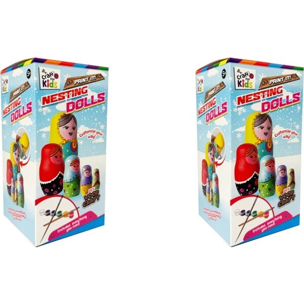 2x Craft For Kids Paint Your Own Wooden Nesting Dolls Kids/Child DIY Art Kit 5y+