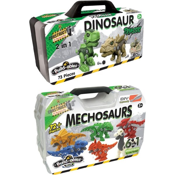 2pc Construct IT 2in1 Dinosaur Triassic and Mechasurus Kids Building Toy Set