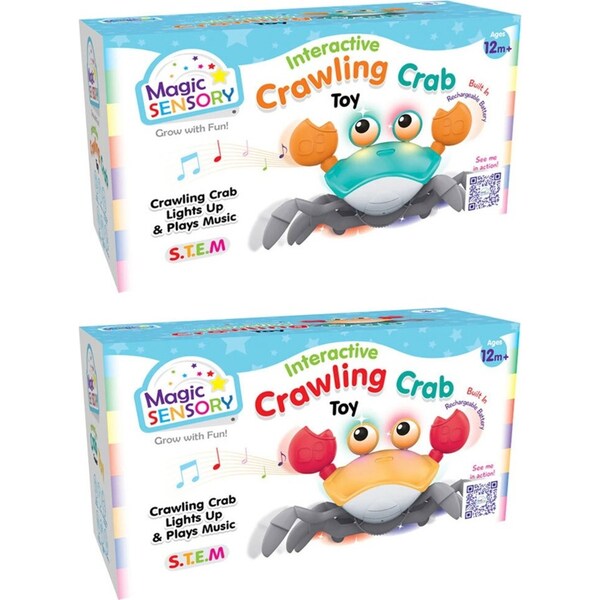 2pc Magic Sensory Interactive Crab Crawler Baby Toy Blue and Orange Set 18m+