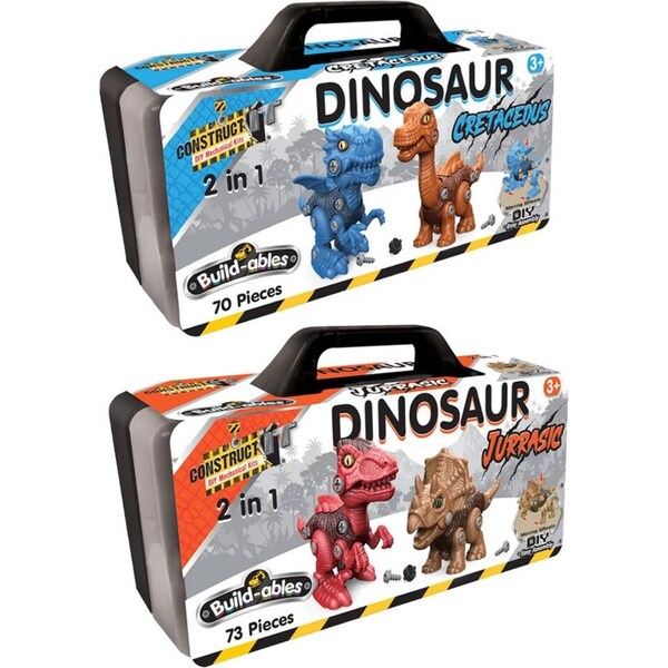 2pc Construct IT 2in1 Dinosaur Cretaceous and Dinosaur Jurrasic Building Set 3y+