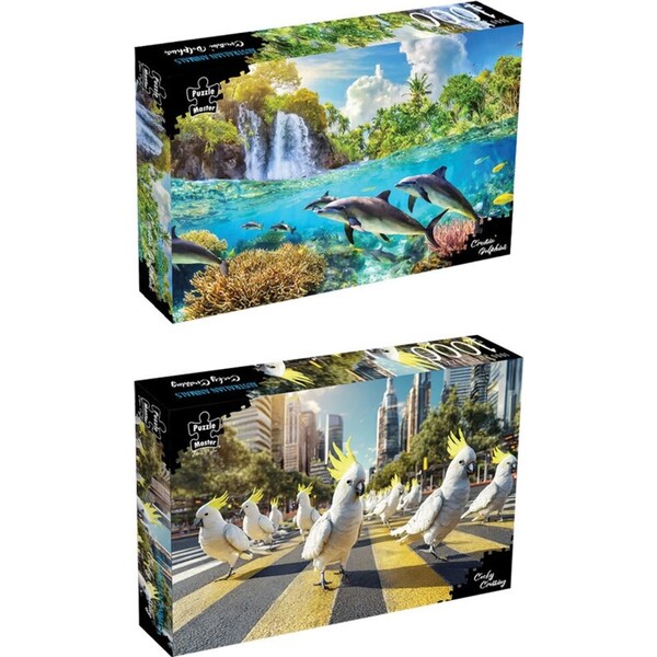 2pc Puzzle Master Crusin' Dolphins and Cocky Crossing Kids Puzzle Set 70x50cm